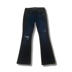 American Eagle Artist Live Your Life Ripped Stretchy Dark Wash Flare Jeans